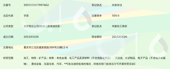 重庆百勤矿产品